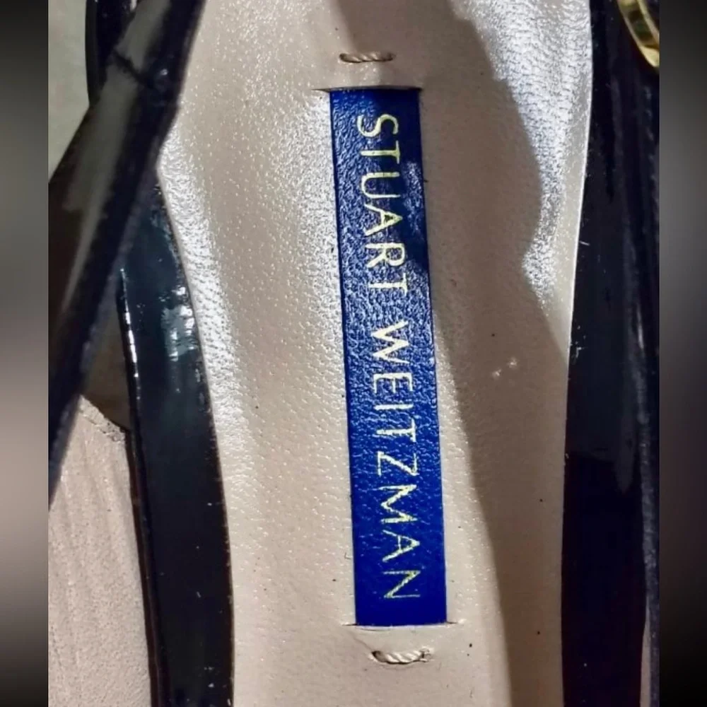 NEW Stuart Weitzman “Jean” Black Patent Leather Slingabck Cork Wedge - US 7.5 - Picture 3 of 8